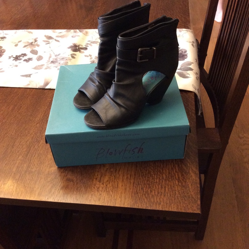 Blowfish Black Open-Toe Ankle Booties